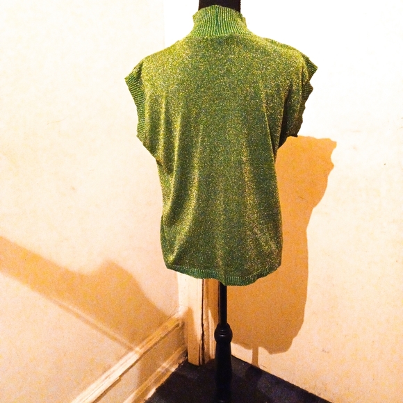 Blair Women Vintage Green Glitter Top - Picture 2 of 6